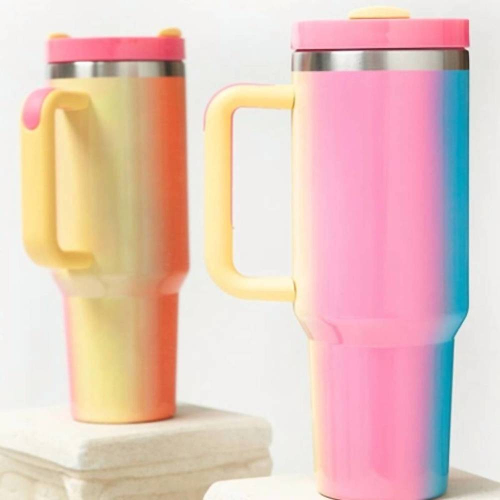 NEW WALL TO WALL vertical rainbow 40 oz stainless steel insulated tumbler in omb